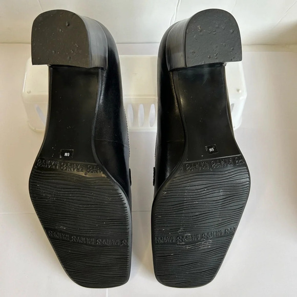 Franco Sarto Black Leather Mary Jane Square Toe Block Pumps Size 6M - Picture 6 of 7